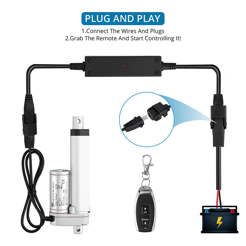 Linear Actuator DC 12 V 750 N 100 mm + Wireless Remote Control Kit