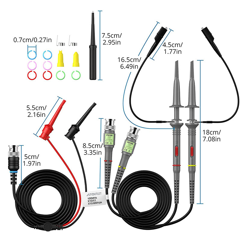 AUTOUTLET 2 Packs P6100 100MHz Oscilloscope Clip Probes